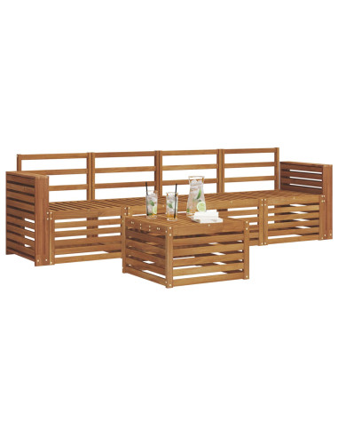 Set divani 5 pcs Naturale Legno di Acacia Massello