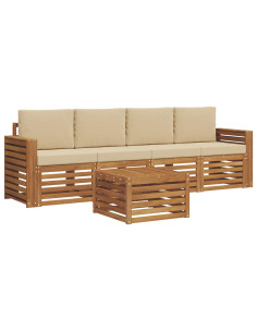 Set divani Naturale e Beige Legno di Acacia Massello 2