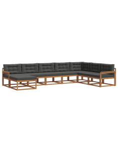 Set di divani da esterno con cuscino 8 pcs Naturale e Antracite 2