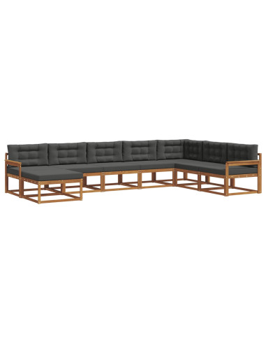 Set di divani da esterno con cuscino 8 pcs Naturale e Antracite