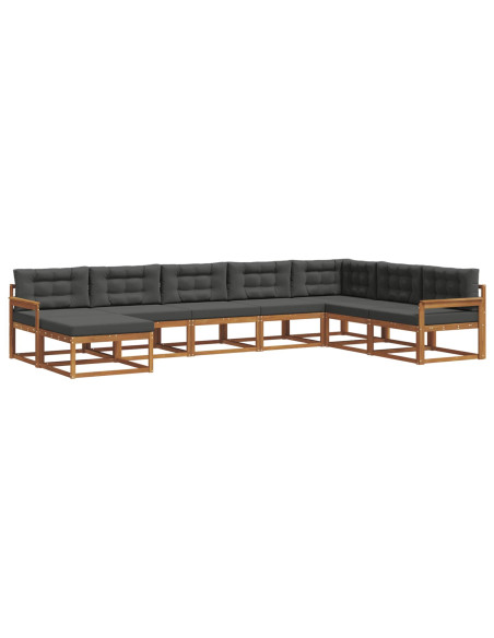 Set di divani da esterno con cuscino 8 pcs Naturale e Antracite