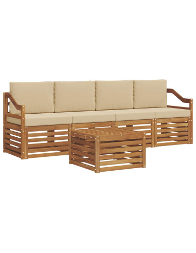 Set divani Naturale e Beige Legno di Acacia Massello