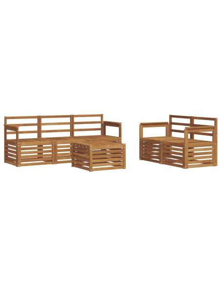Set divani 6 pcs Naturale Legno di Acacia Massello