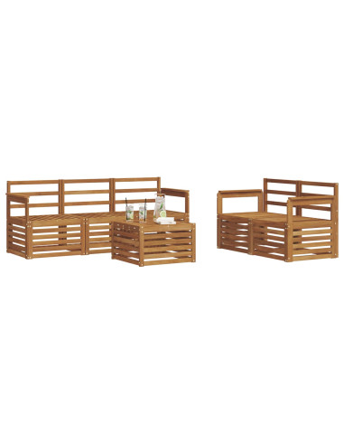 Set divani 6 pcs Naturale Legno di Acacia Massello