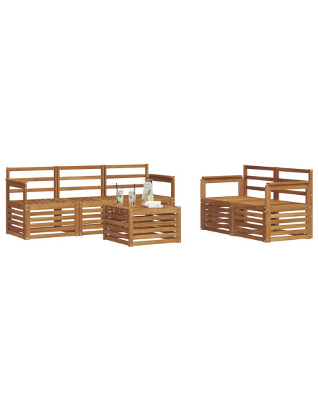 Set divani 6 pcs Naturale Legno di Acacia Massello
