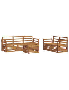Set divani 6 pcs Naturale Legno di Acacia Massello 2