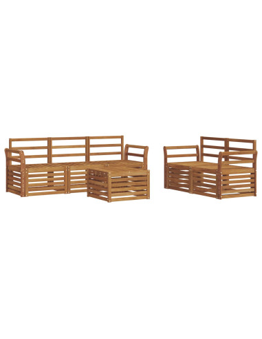 Set divani 6 pcs Naturale Legno di Acacia Massello