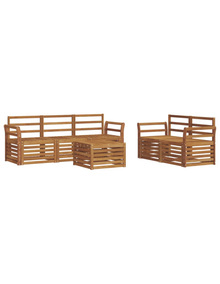 Set divani 6 pcs Naturale Legno di Acacia Massello