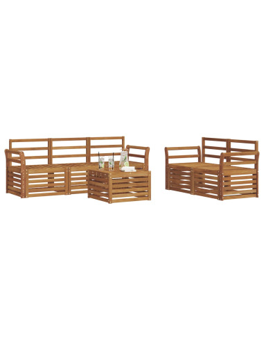 Set divani 6 pcs Naturale Legno di Acacia Massello