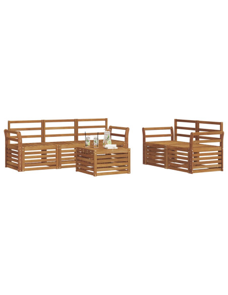 Set divani 6 pcs Naturale Legno di Acacia Massello