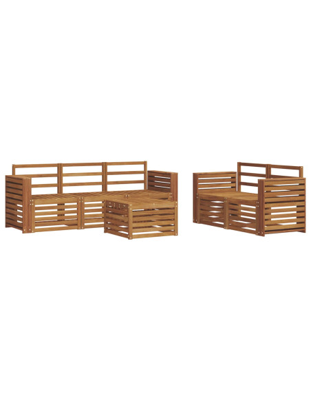 Set divani 6 pcs Naturale Legno di Acacia Massello
