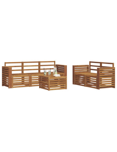 Set divani 6 pcs Naturale Legno di Acacia Massello