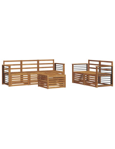 Set divani 6 pcs Naturale Legno di Acacia Massello 2