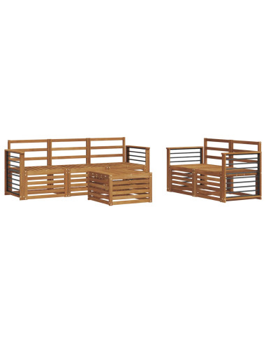 Set divani 6 pcs Naturale Legno di Acacia Massello