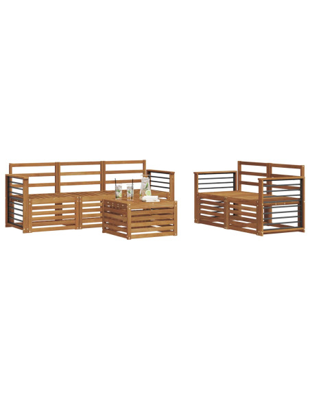 Set divani 6 pcs Naturale Legno di Acacia Massello