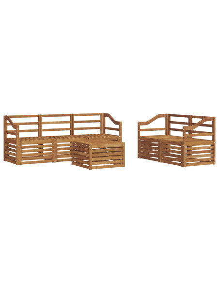 Set divani 6 pcs Naturale Legno di Acacia Massello