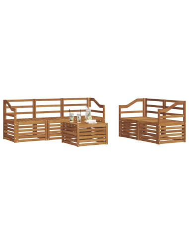 Set divani 6 pcs Naturale Legno di Acacia Massello