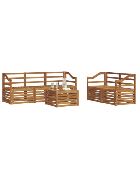 Set divani 6 pcs Naturale Legno di Acacia Massello