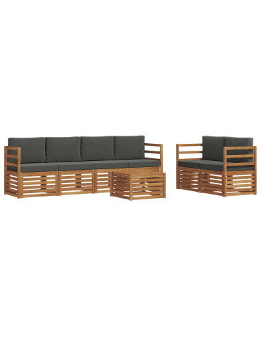 Set di divani da esterno con cuscino 7 pcs Naturale e Antracite
