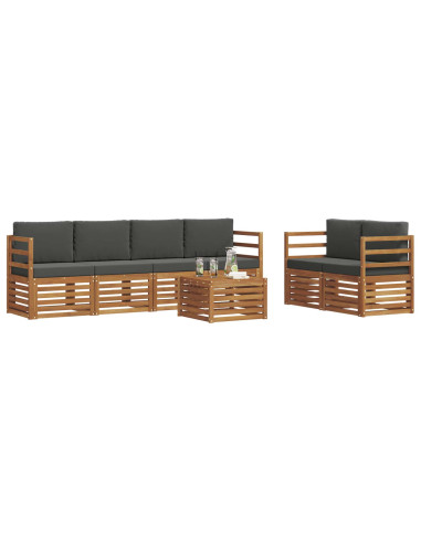 Set di divani da esterno con cuscino 7 pcs Naturale e Antracite