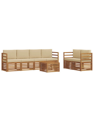 Set di divani da esterno con cuscino 7 pcs Naturale e Beige