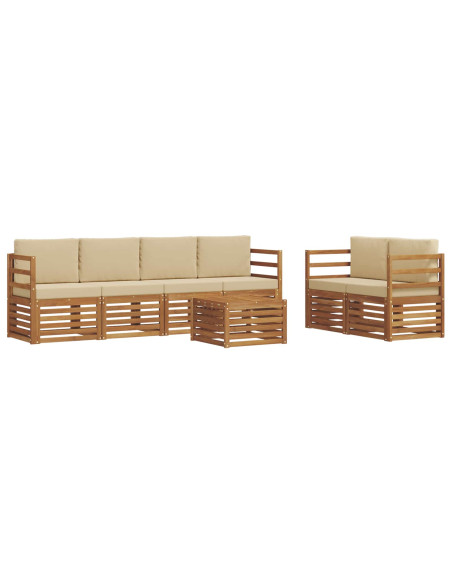 Set di divani da esterno con cuscino 7 pcs Naturale e Beige