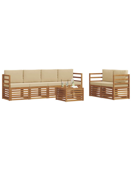 Set di divani da esterno con cuscino 7 pcs Naturale e Beige