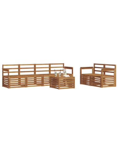 Set divani 7 pcs Naturale Legno di Acacia Massello