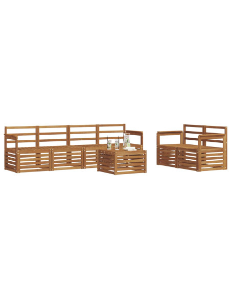Set divani 7 pcs Naturale Legno di Acacia Massello