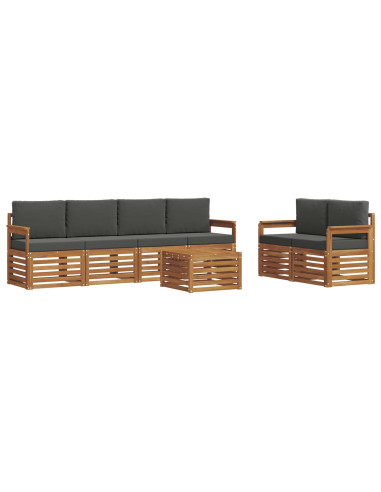 Set di divani da esterno con cuscino 7 pcs Naturale e Antracite
