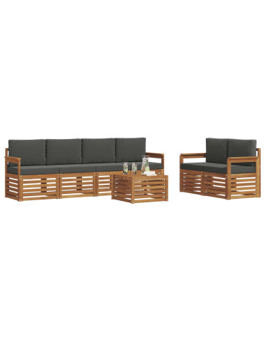 Set di divani da esterno con cuscino 7 pcs Naturale e Antracite
