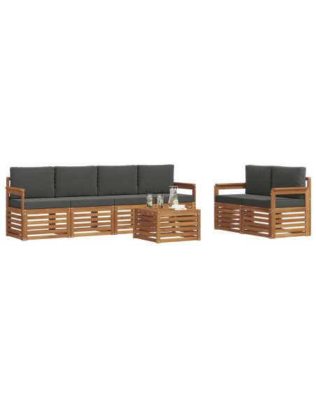 Set di divani da esterno con cuscino 7 pcs Naturale e Antracite
