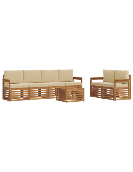 Set di divani da esterno con cuscino Naturale e Beige