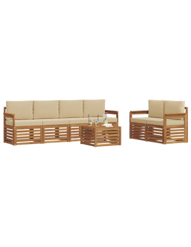 Set di divani da esterno con cuscino Naturale e Beige