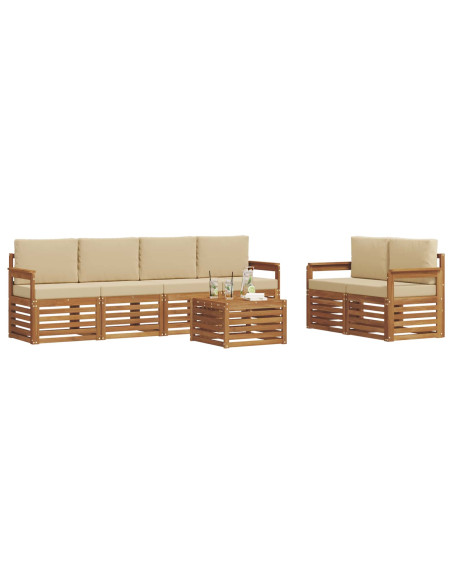 Set di divani da esterno con cuscino Naturale e Beige