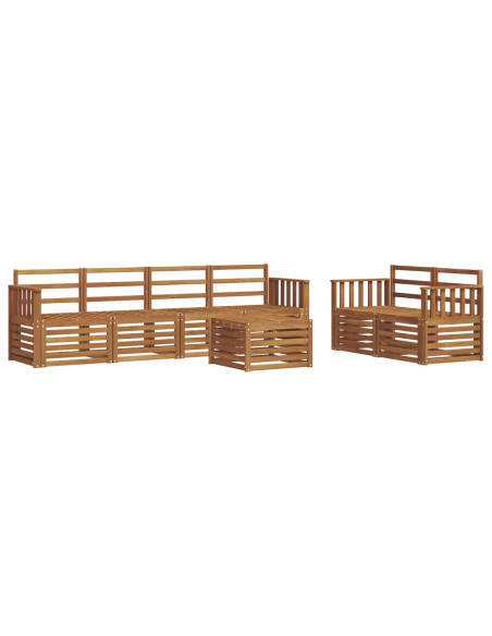 Set divani 7 pcs Naturale Legno di Acacia Massello