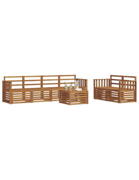 Set divani 7 pcs Naturale Legno di Acacia Massello