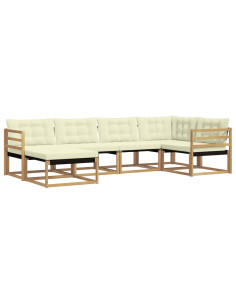 Set di divani da esterno con cuscino 6 pcs Bianco e Crema 2