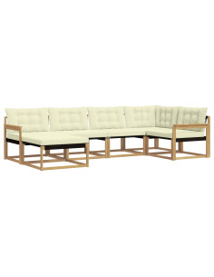 Set di divani da esterno con cuscino 6 pcs Bianco e Crema 2