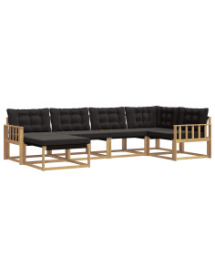 Set di divani da esterno con cuscino 6 pcs Bianco e Nero 2