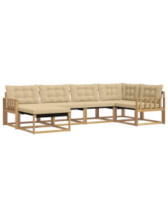 Set di divani da esterno con cuscino 6 pcs Bianco e Beige 2