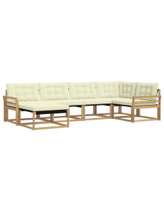 Set di divani da esterno con cuscino 6 pcs Bianco e Crema 2