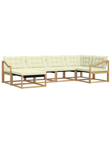 Set di divani da esterno con cuscino 6 pcs Bianco e Crema
