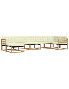 Set di divani da esterno con cuscino 7 pcs Bianco e Crema 2