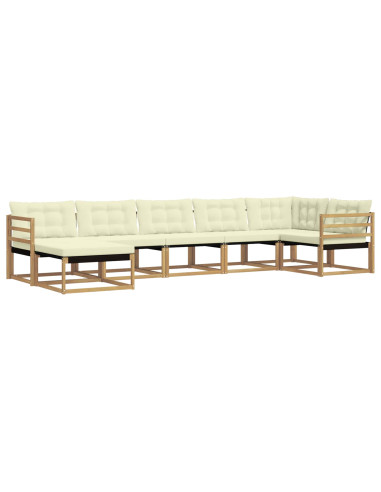 Set di divani da esterno con cuscino 7 pcs Bianco e Crema