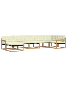 Set di divani da esterno con cuscino 7 pcs Bianco e Crema 2