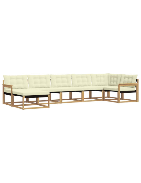 Set di divani da esterno con cuscino 7 pcs Bianco e Crema