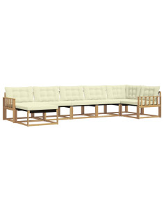 Set di divani da esterno con cuscino 7 pcs Bianco e Crema 2