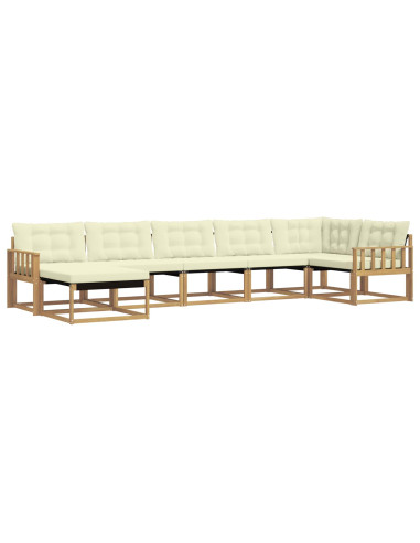 Set di divani da esterno con cuscino 7 pcs Bianco e Crema