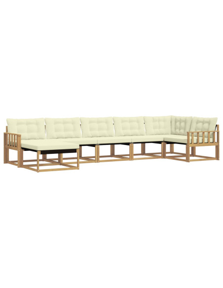 Set di divani da esterno con cuscino 7 pcs Bianco e Crema
